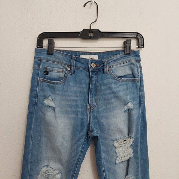 Kancan Caroline Blue Mid Rise Distressed Ankle Skinny Jeans Sz 5 / 26 Stretchy - Picture 3 of 12